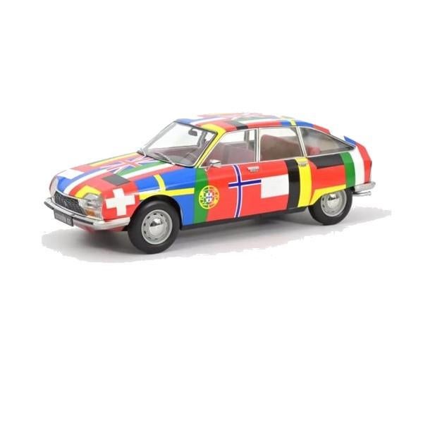 Citroen GS 1972 Wereld Vlaggen Modelauto 1/18 Norev 181667, Auto, Norev, Ophalen of Verzenden, Norev
