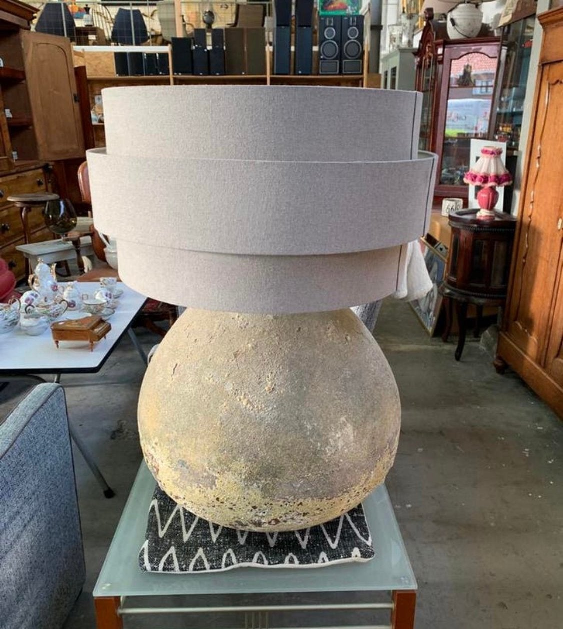 Lamp grote zware keramieken waterpot stijl lamp., Verzenden