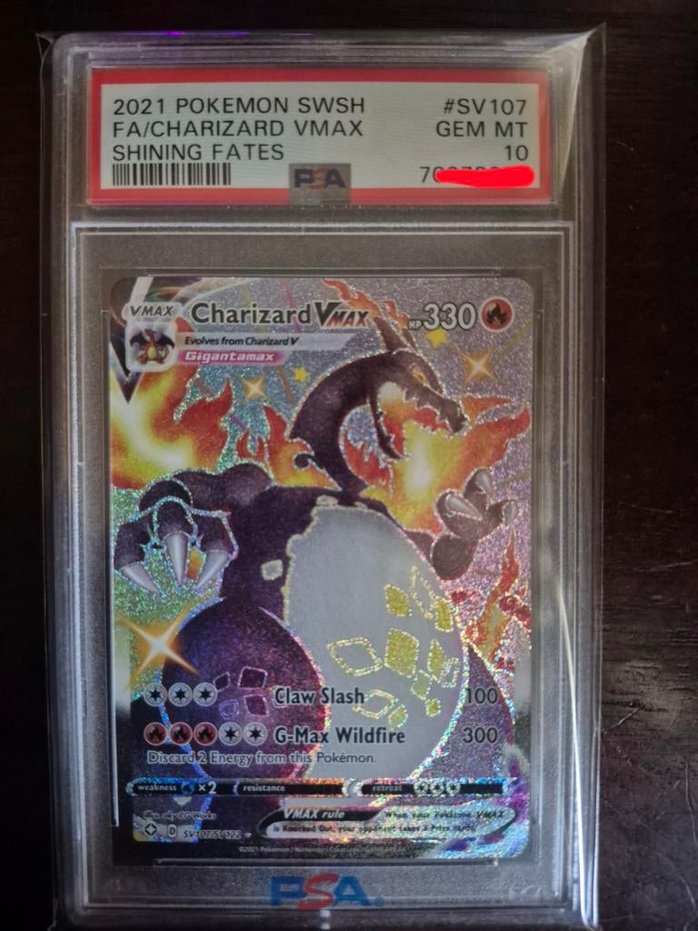 PSA 10 Charizard VMAX SV107 Shining Fates Pokémon Kaart, Hobby en Vrije tijd, Verzamelkaartspellen | Pokémon, Ophalen of Verzenden