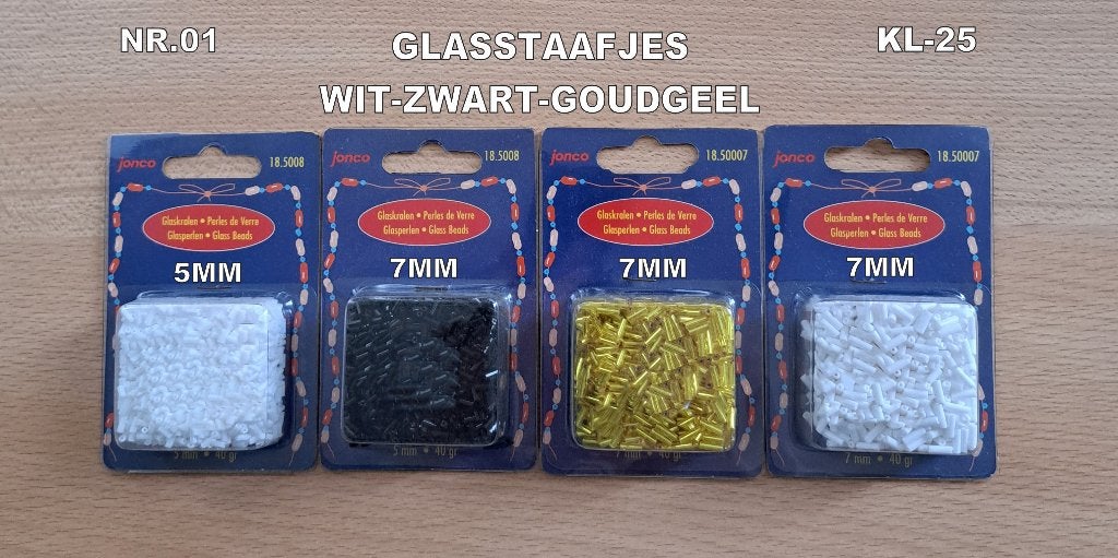 GLASSTAAFJES DIVERSE MATEN 13 SOORTEN-103 ZAKJES, Ophalen of Verzenden, Nieuw, Kraal