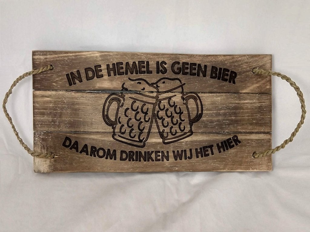 Tekstbord/ dienblad in de hemel is geen bier, Ophalen of Verzenden, Nieuw