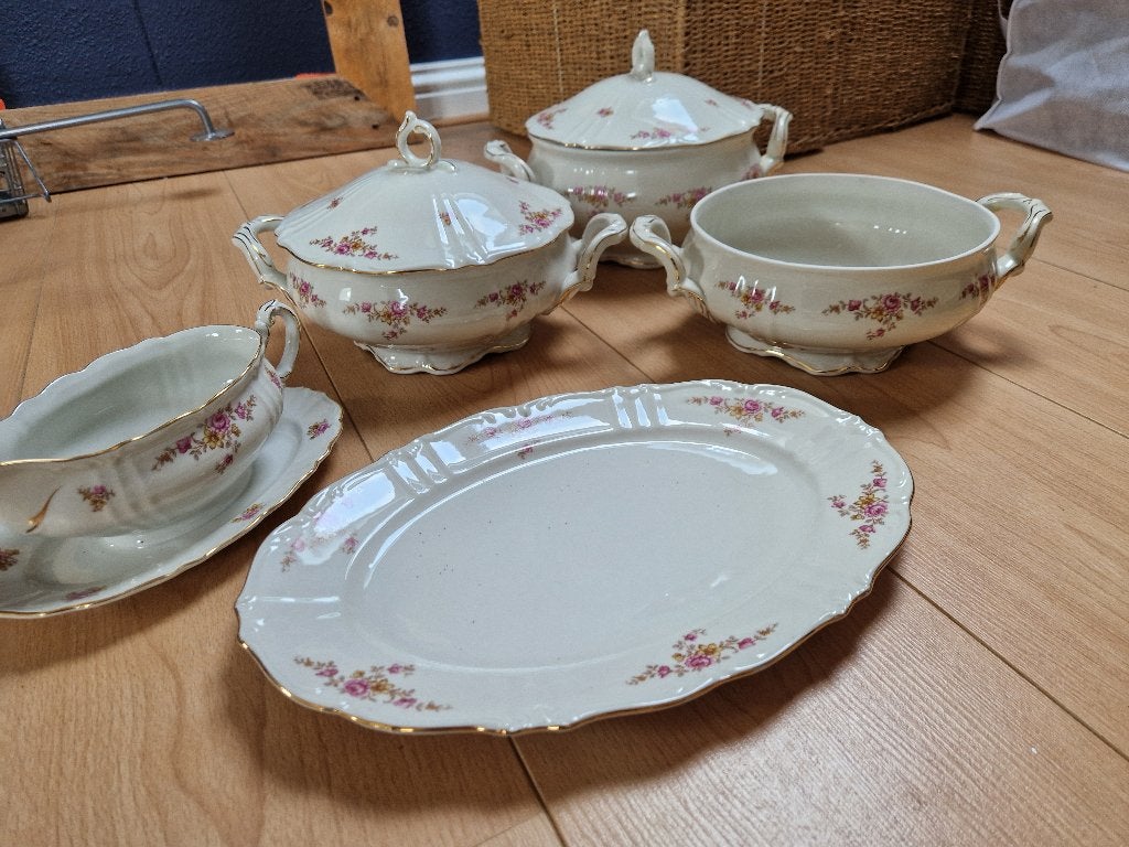 7 delige vintage schalenset, Ophalen, Gebruikt, Rond, Schaal