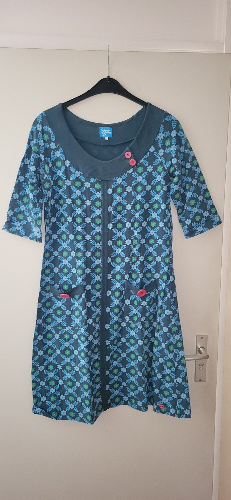 Leuk tante Betsy jurkje, maat Xl, Kleding | Dames, Blauw, Maat 46/48 (XL) of groter, Ophalen of Verzenden, Knielengte