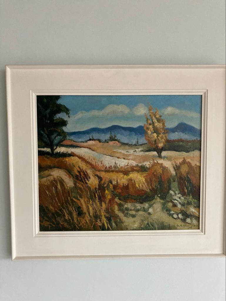 Schilderij Frans Landschap - Olieverf op doek, Antiek en Kunst, Kunst | Schilderijen | Klassiek, Ophalen of Verzenden