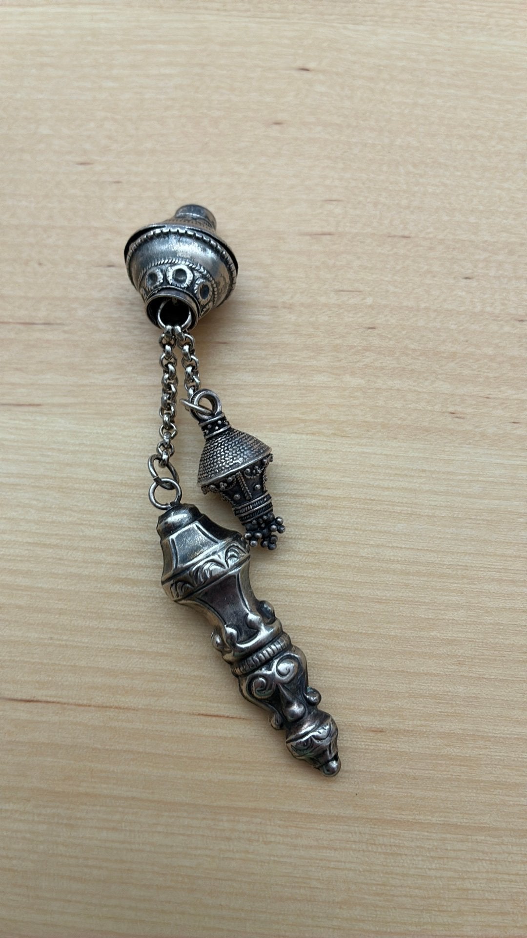 Zilver hanger breidoppen chatelaine, Ophalen of Verzenden, Zilver, Hanger