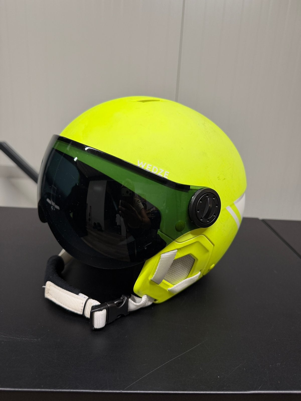 Decathlon kinder skihelm met vizier 53-56 cm, Overige merken, Gebruikt, Overige typen, Ophalen of Verzenden