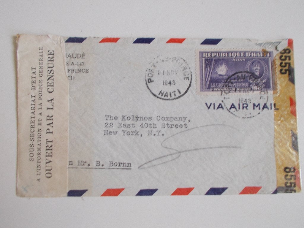 Haïti, Censuurenvelop Naar New York Met 2 x Censuur 1943., Postzegels en Munten, Ophalen, Envelop