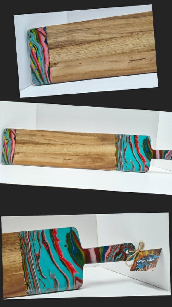 serveerplank gegoten borrelplank epoxy pouring art kaasplank, Ophalen of Verzenden, Nieuw