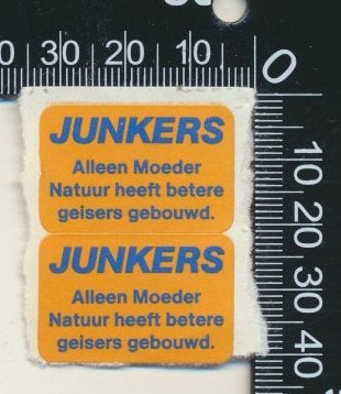 Sticker: Junkers - Alleen moeder natuur, Verzenden, Zo goed als nieuw, Bedrijf of Vereniging