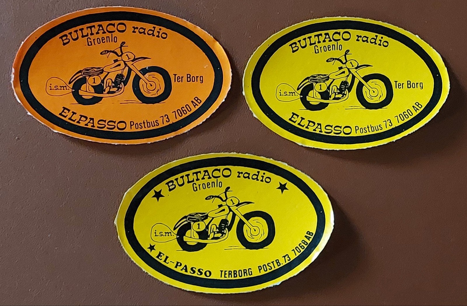 3 stickers piraat Bultaco Radio Groenlo El-Passo Terborg, Ophalen of Verzenden