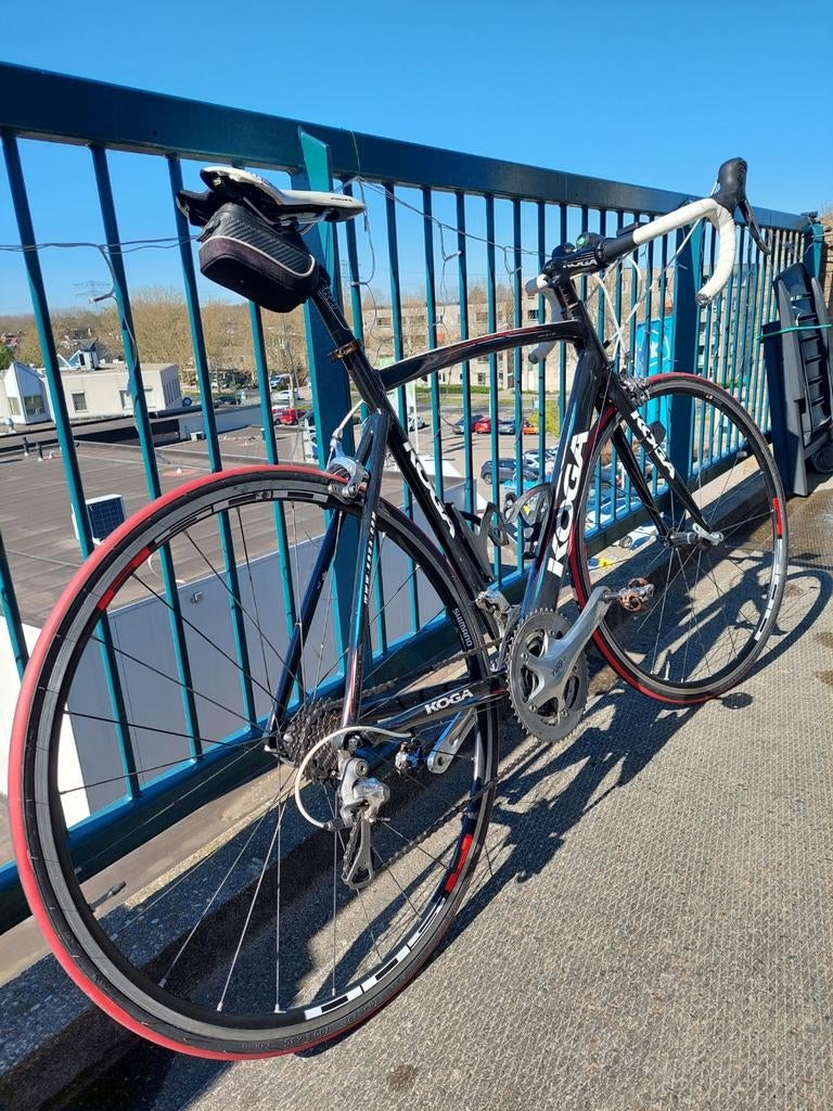 Koga racefiets, zwart met rode accenten IN PRIJS VERLAAGD., Ophalen, 28 inch, Gebruikt, 10 tot 15 versnellingen