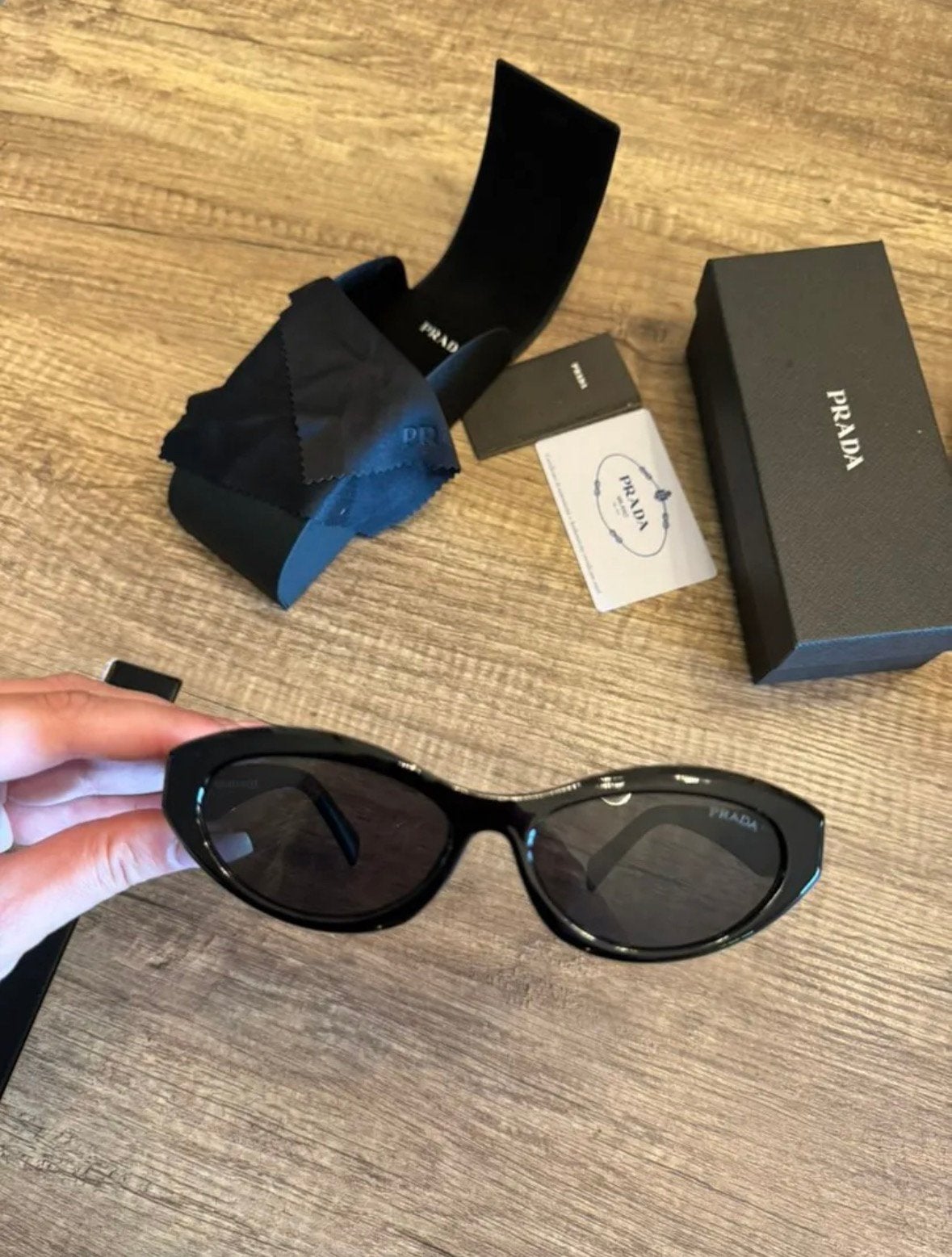 Nieuwe prada cat eye zonnebril, Overige merken, Zonnebril, Zwart, Nieuw