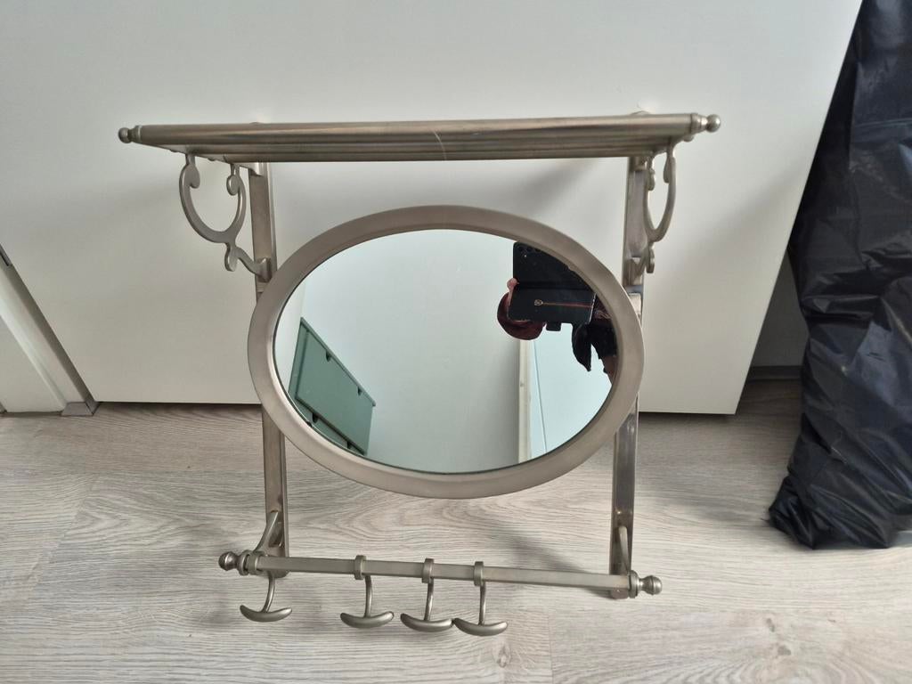 Kapstok met spiegel wand garderobe wand rek vintage, Wandkapstok, Ophalen of Verzenden, Zo goed als nieuw, Minder dan 100 cm