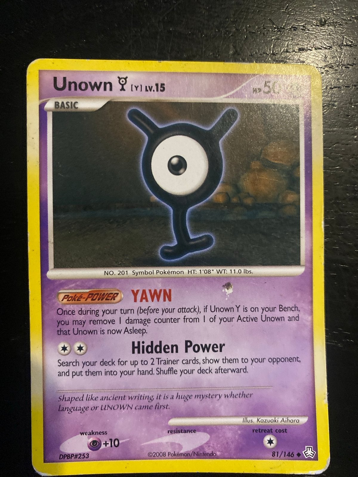 Pokémon Kaart Unown [Y] LV.15 DPBP#253 81/146, Ophalen of Verzenden, Gebruikt, Losse kaart