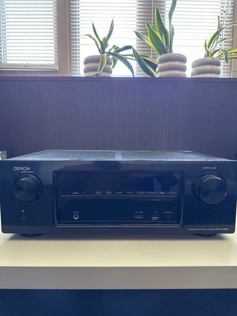 Denon AVR-X1100W Receiver met 5 LG speakers en accessoires, Ophalen, Gebruikt, Denon, 120 watt of meer