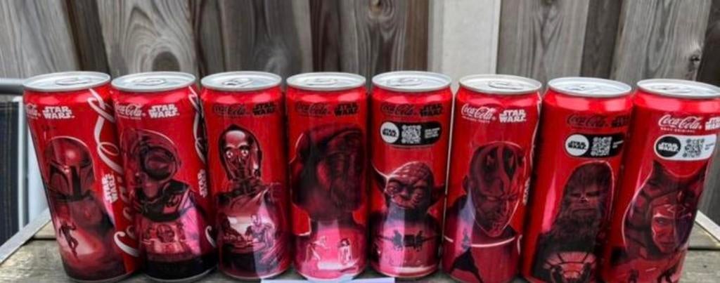 8 volle star wars coca cola blikjes., Verzamelen, Ophalen of Verzenden, Zo goed als nieuw, Actiefiguurtje