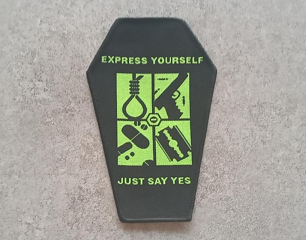 Type O Negative vrij mooie express youself coffin patch t208, Verzenden, Nieuw, Kleding