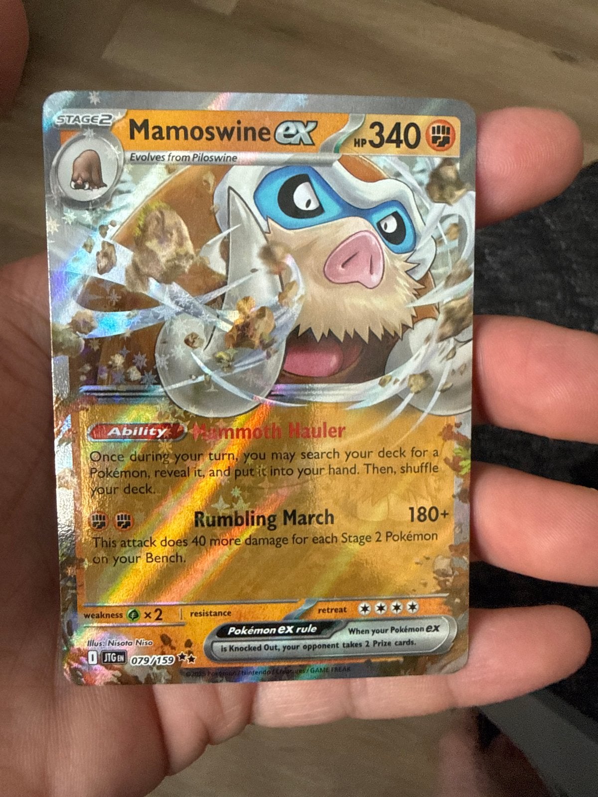 Mamoswine ex 079/159 - Pokémon kaart, Hobby en Vrije tijd, Ophalen of Verzenden, Zo goed als nieuw, Losse kaart, Foil