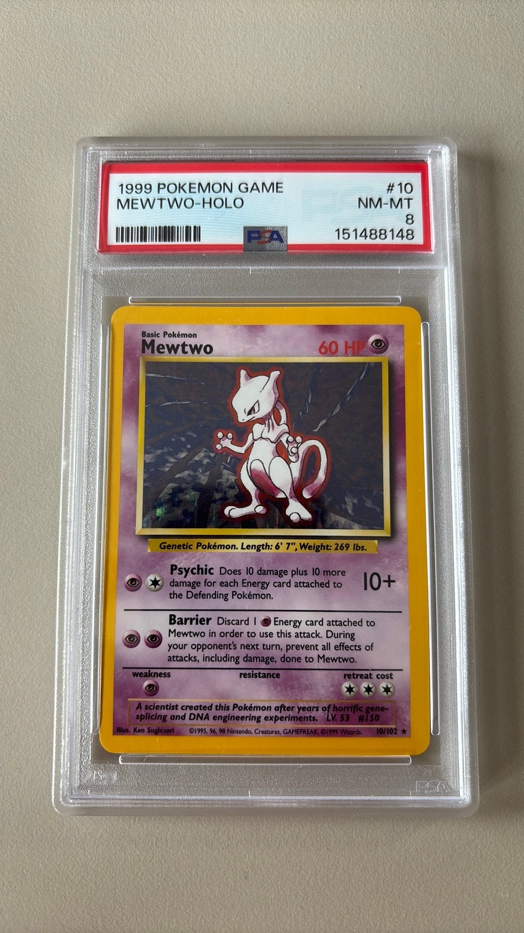 Mewtwo (BS 10) PSA 8, Ophalen of Verzenden, Zo goed als nieuw