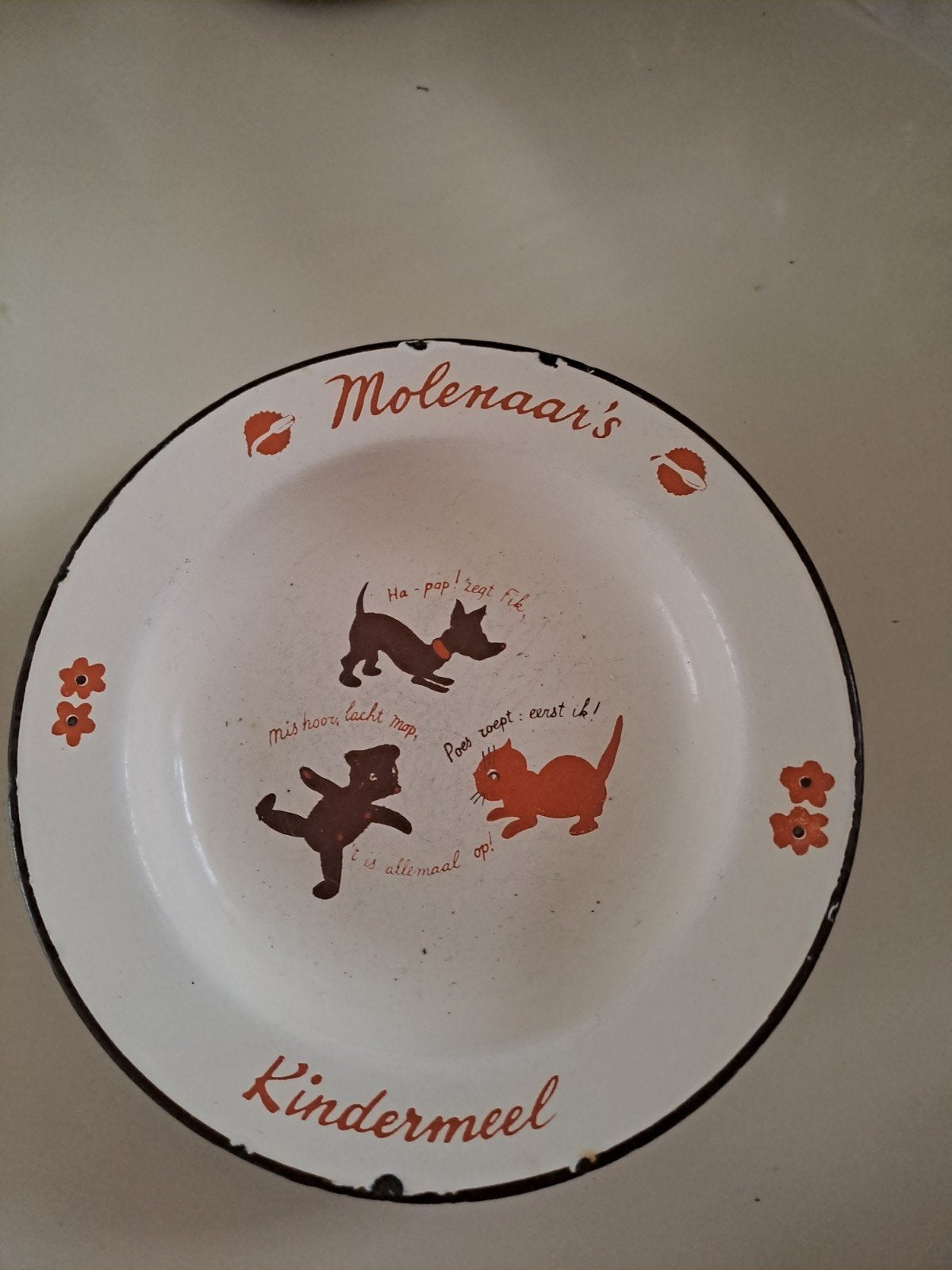 Vintage Molenaar's Kindermeel emaille bord, Antiek en Kunst, Ophalen of Verzenden