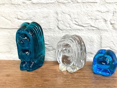 Bergdala Zweden: 3 trollenbeedjes, glas jr '70. P. Johansson, Ophalen of Verzenden