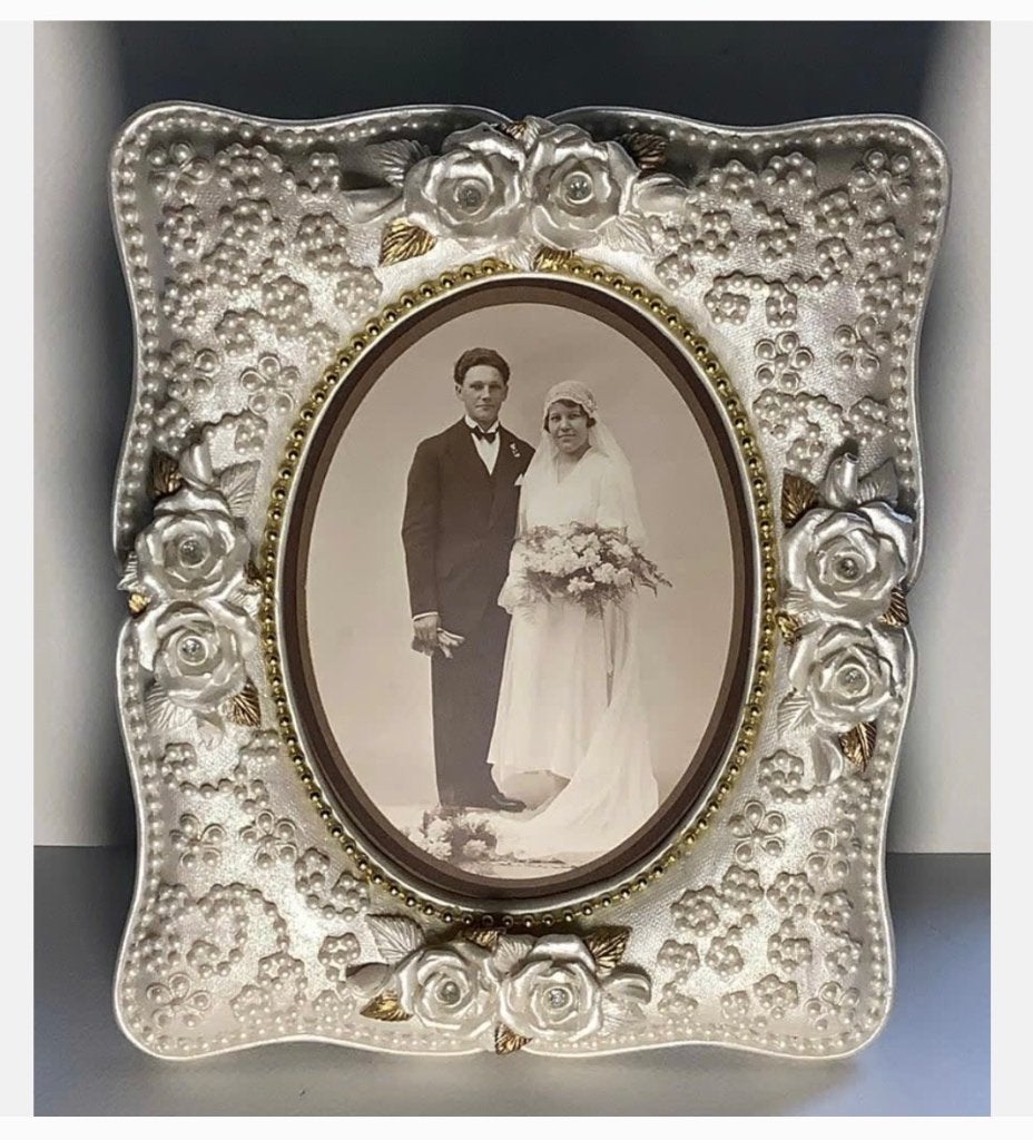 Vintage lijst 26 x 20 cm met oude foto polystone, Huis en Inrichting, Woonaccessoires | Lijsten, Ophalen of Verzenden, X, X, X