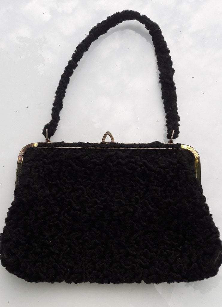 Vintage Dames Handtas Teddy Stof Katoen Jaren '30, Ophalen of Verzenden, Dames, Vintage antiek oud