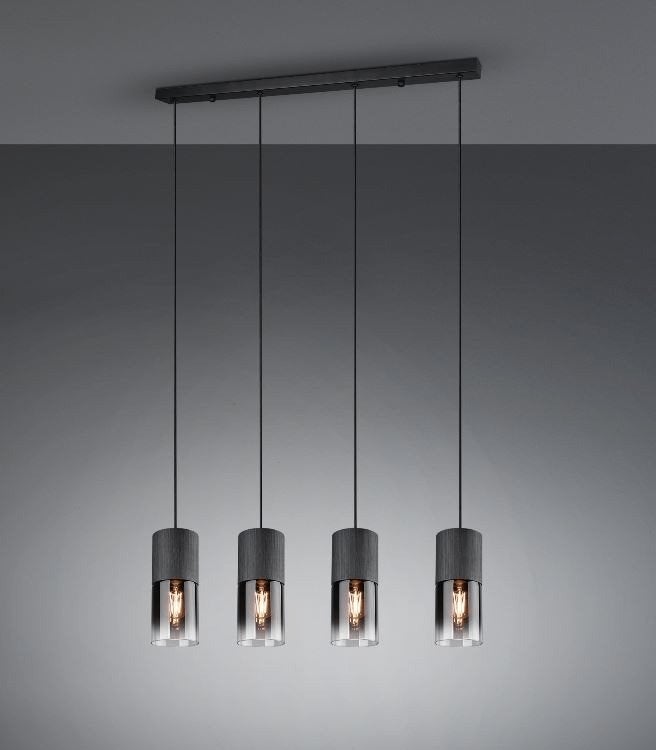Design hanglamp mat zwart metaal / rookglas - dimbare lampen, Ophalen, Modern / design, E27 (groot), Zo goed als nieuw