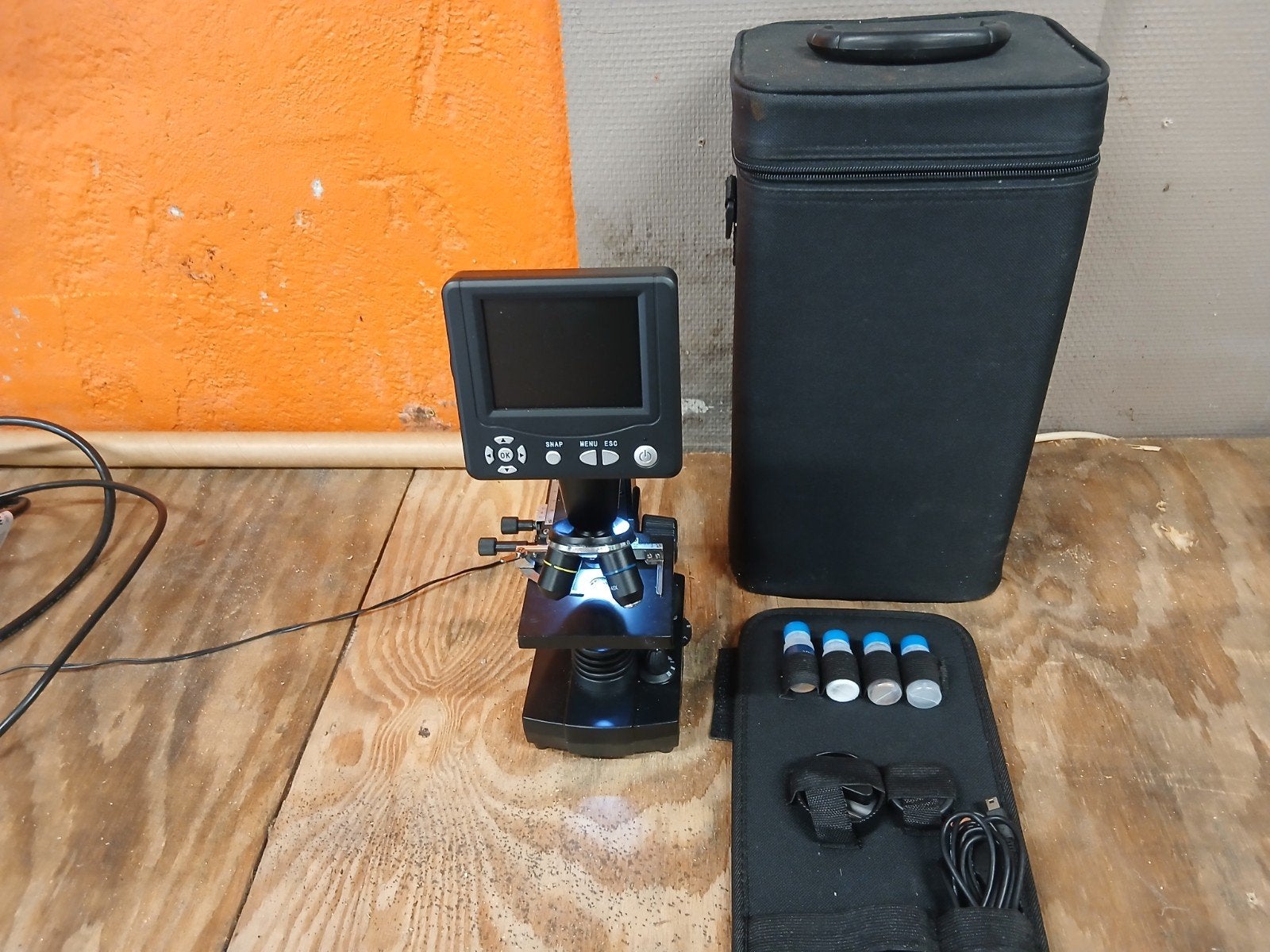 bresser lcd microscoop 3.5 inch 50x 2000x 5mp, Ophalen, Zo goed als nieuw, Audio