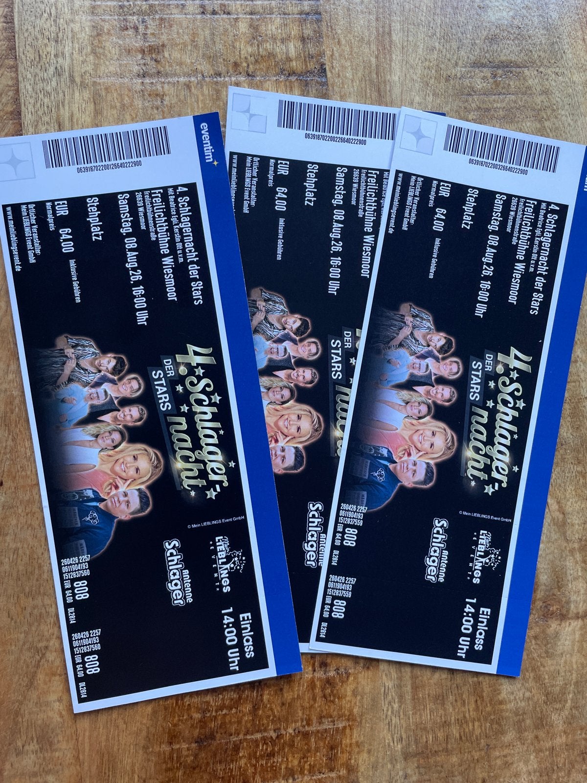 Schlagernacht der Stars, Tickets en Kaartjes, Drie personen of meer, Augustus