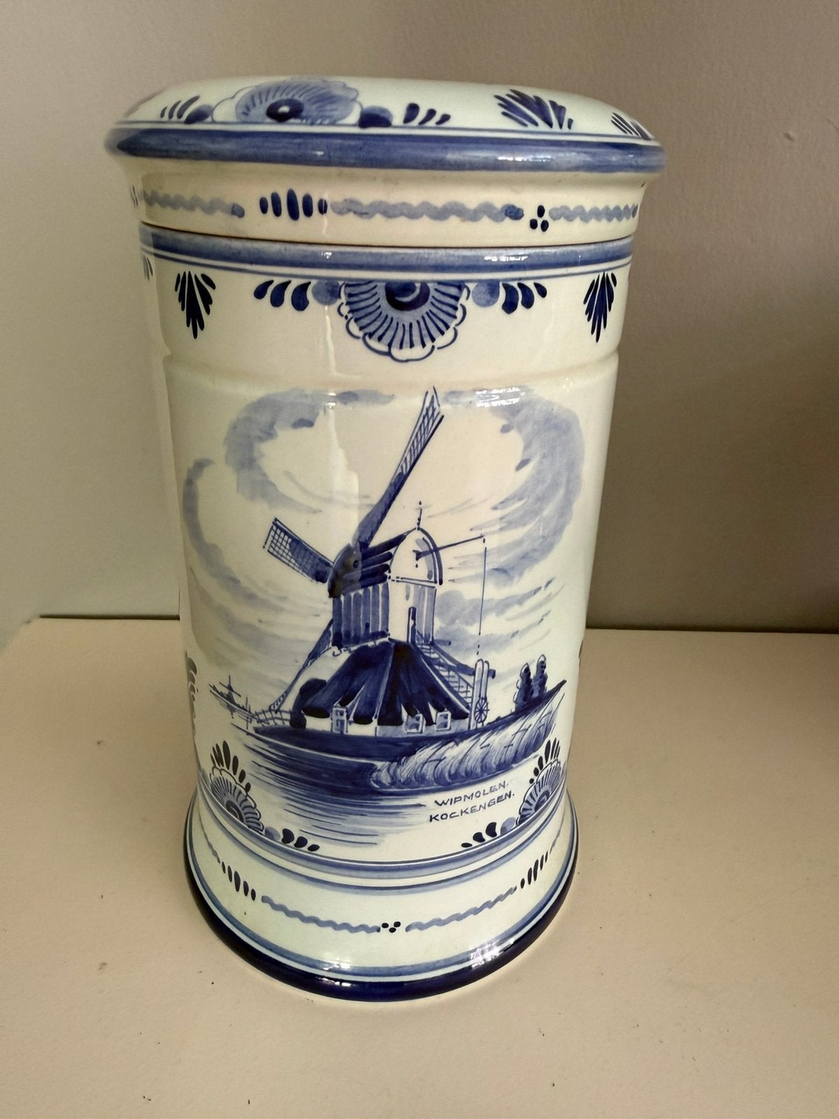Hooimeijer  beschuit pot met deksel delfts blauw, Antiek en Kunst, Antiek | Keramiek en Aardewerk, Ophalen of Verzenden