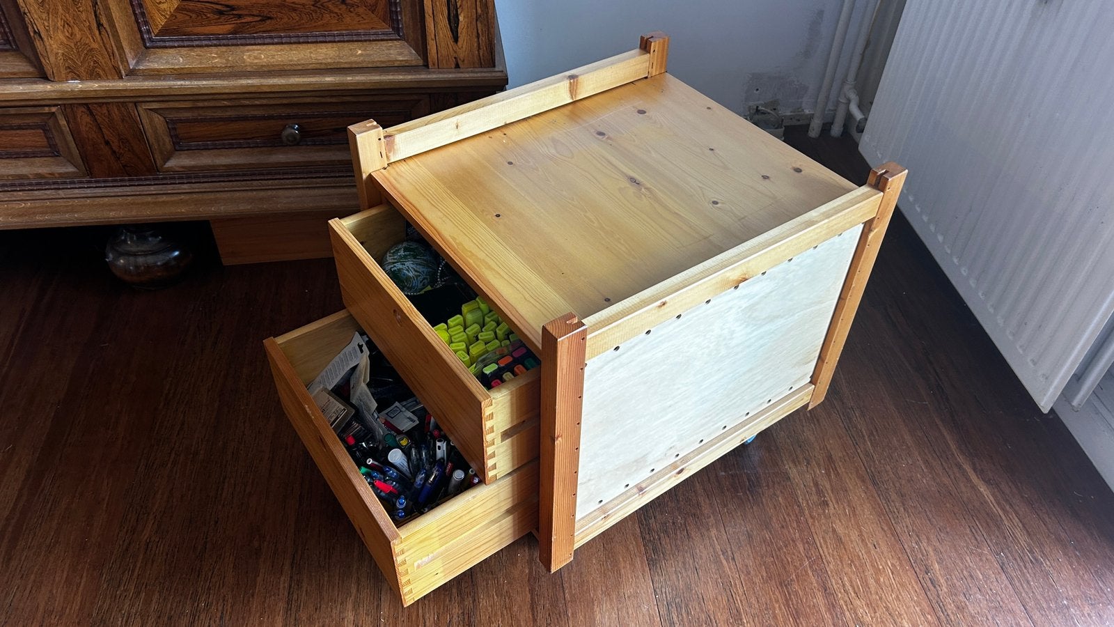 Lundia bureauladeblok, Huis en Inrichting, Ophalen, Hout, Bruin, Met wielen