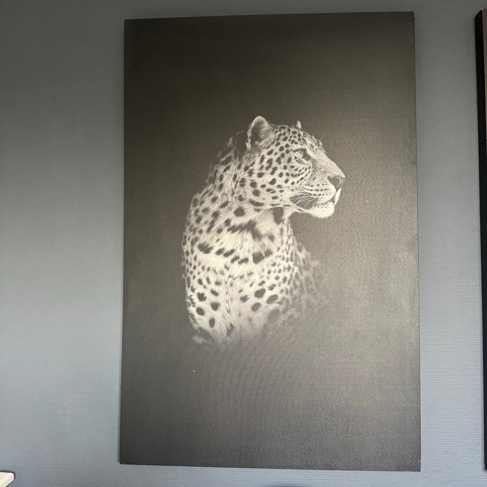 MOET WEG Groot canvas schilderij met luipaard - 115x75x4cm, Gebruikt, Ophalen of Verzenden, Schilderij, 75 tot 100 cm