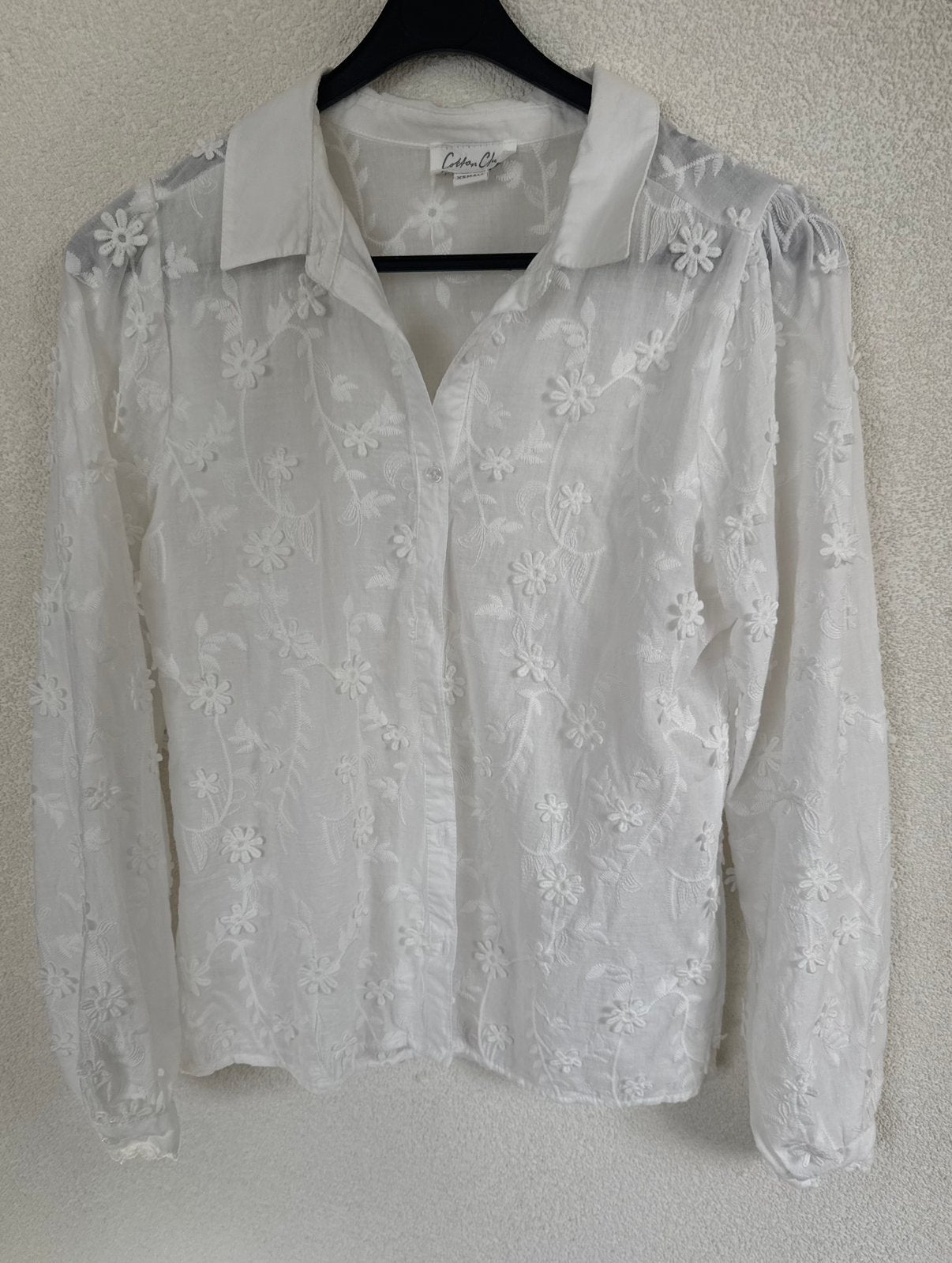 Witte blouse bloemen gehaakt geborduurd maat xs Cotton Club, Ophalen of Verzenden, Zo goed als nieuw, Maat 34 (XS) of kleiner