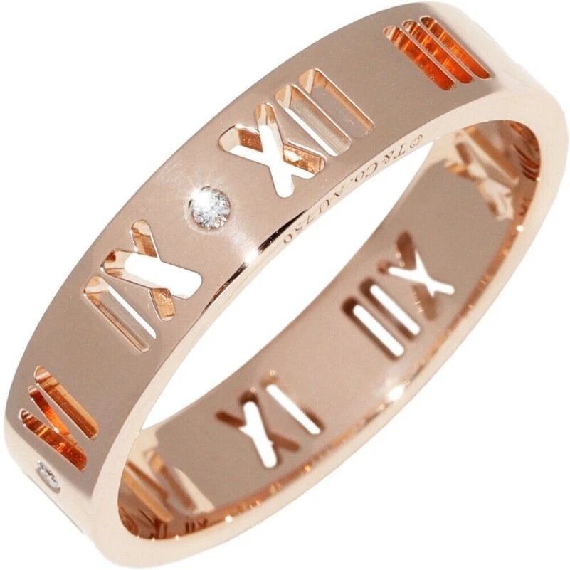 Tiffany & Co. Atlas ring 18 K rose  bezet met brillanten., Sieraden, Tassen en Uiterlijk, Ophalen of Verzenden, Zo goed als nieuw