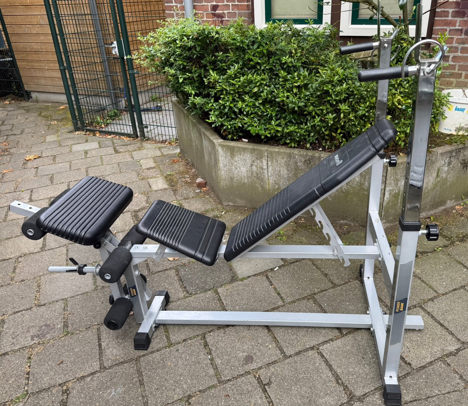 VERSTELBARE HALTERBANK MET LEG CURL EN PREACHER CURL, Ophalen, Gebruikt, Benen, Fitnessbank