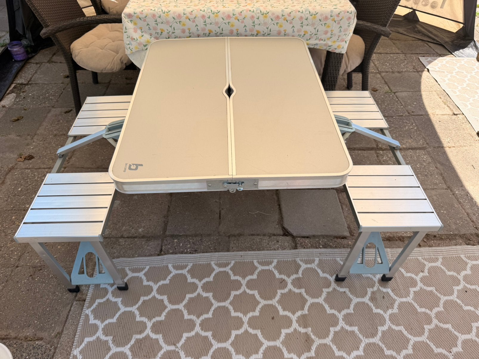 Picknick tafel camping, Tuin en Terras, Ophalen, Aluminium, Zo goed als nieuw, Inklapbaar