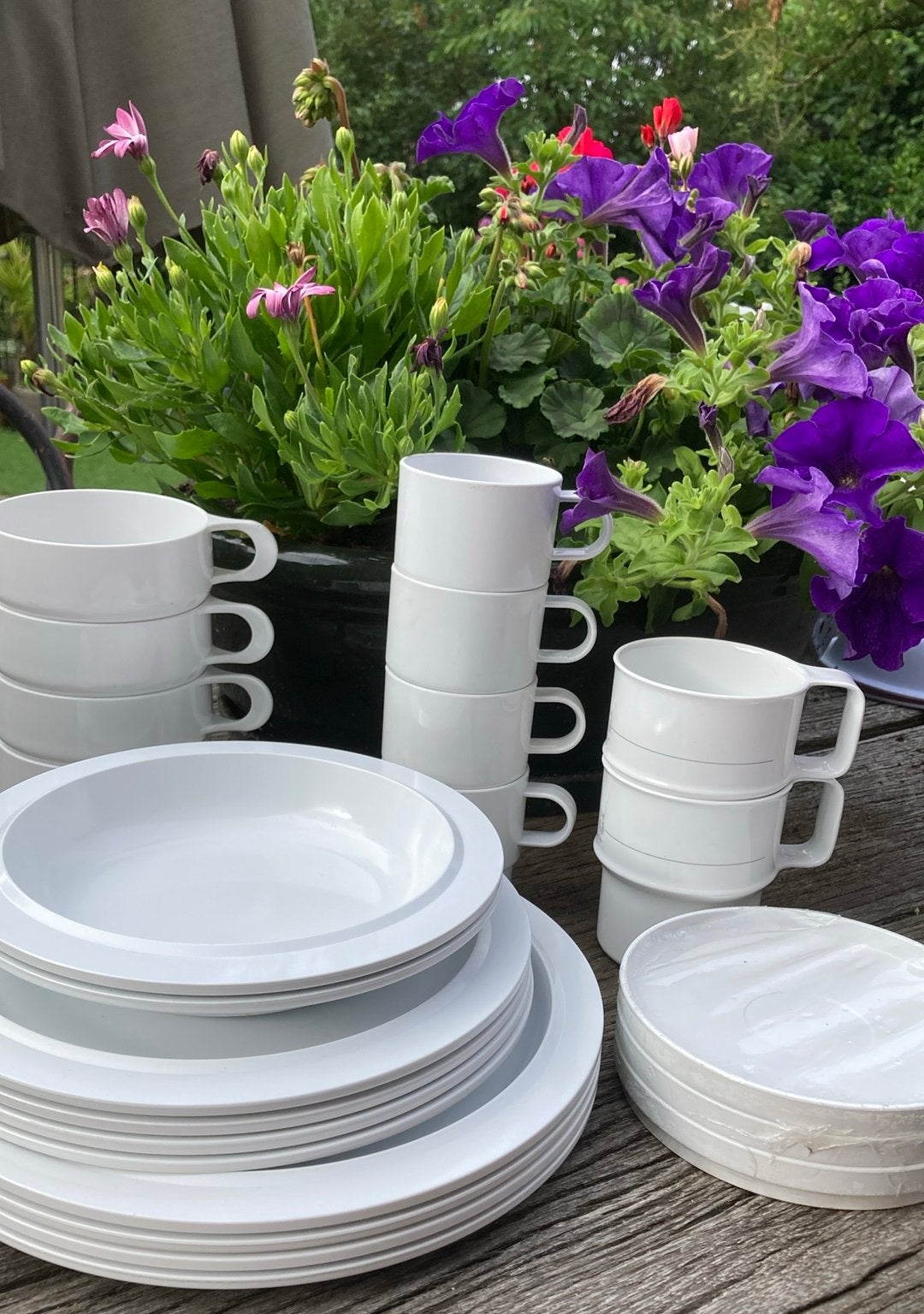 Mepal servies wit campingservies buitenservies, Ophalen of Verzenden, Gebruikt