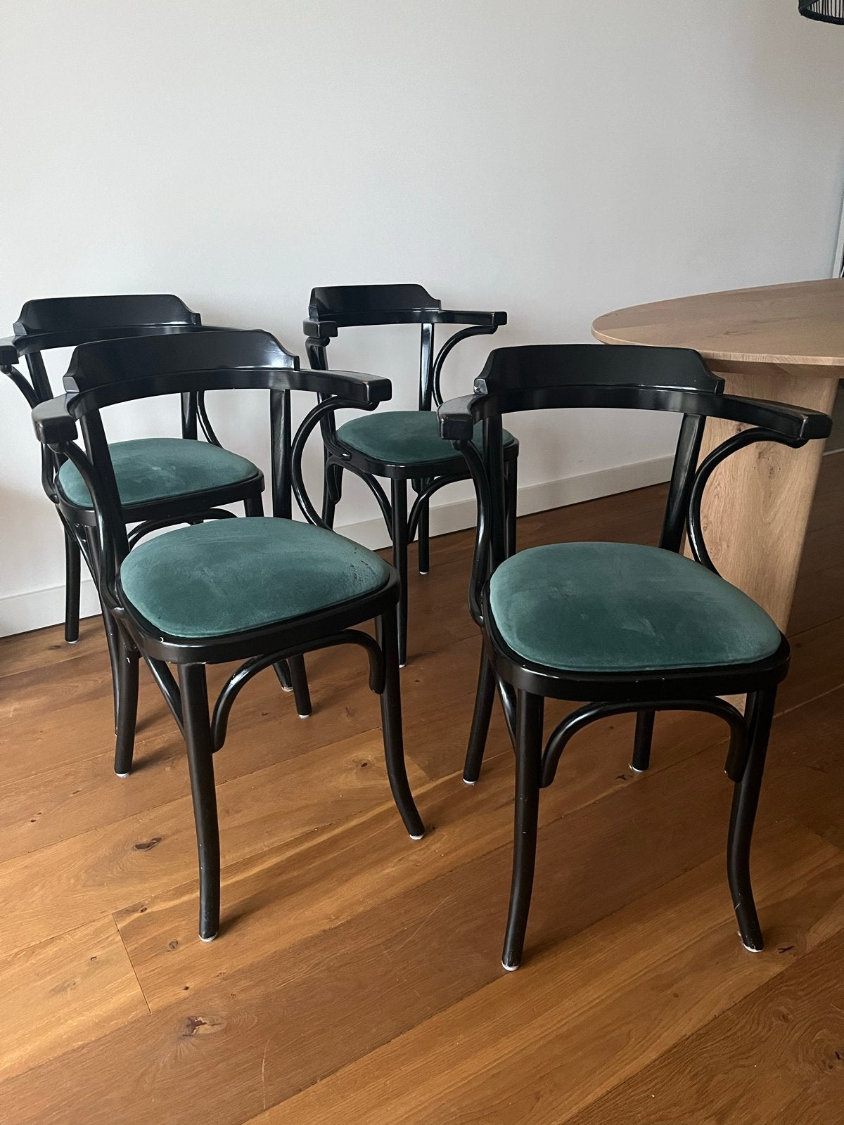 4x vintage caféstoelen, Gebruikt, Zwart, Ophalen of Verzenden, Vier