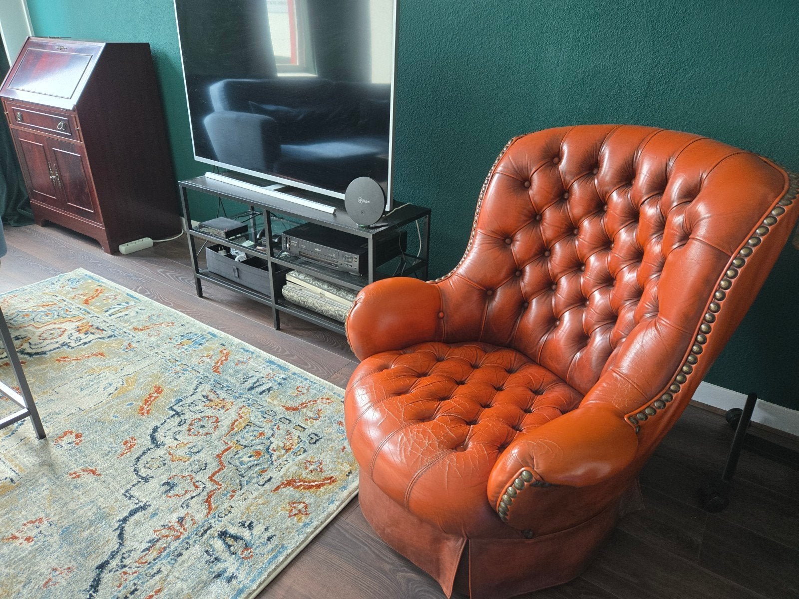 Chesterfield stoel, Ophalen, Gebruikt, 75 tot 100 cm, 125 cm of meer