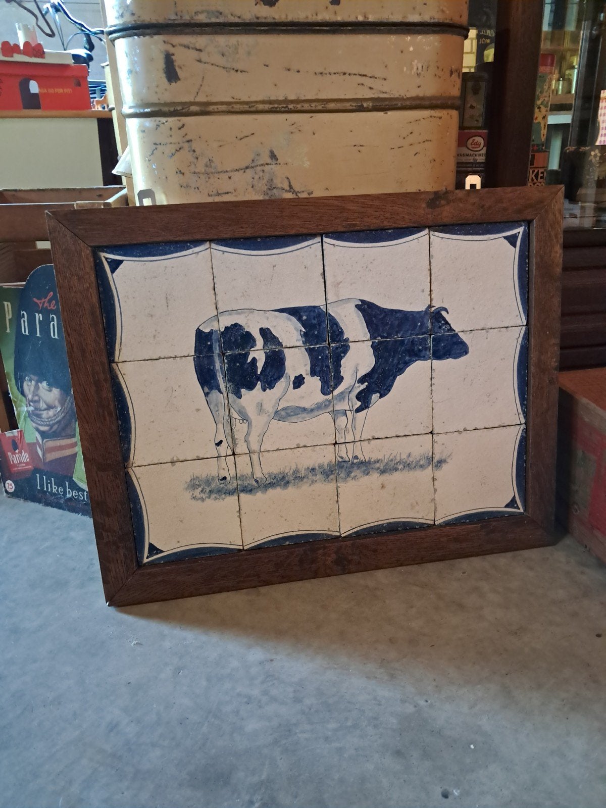 Oud tegeltableau met koe, Ophalen