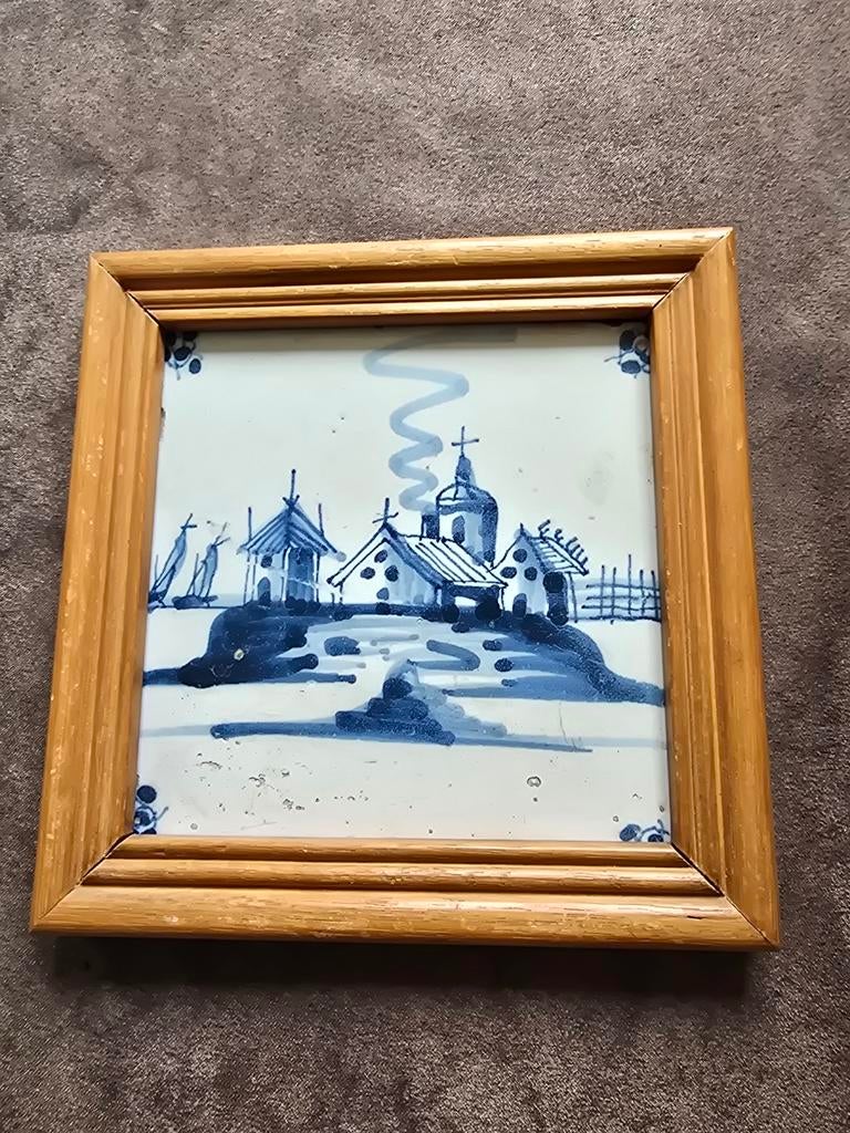 Antiek Delfts blauw tegel tableau, Ophalen of Verzenden