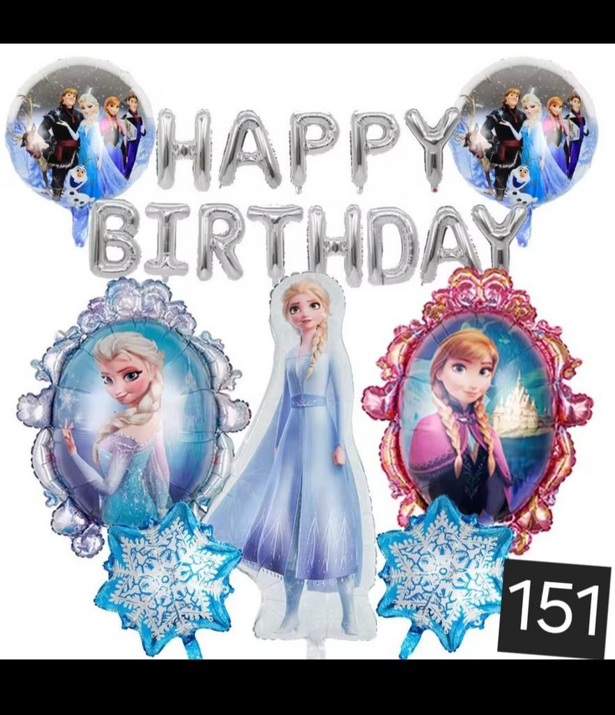 Frozen Elsa Anna Happy Birthday Ballonnen Set Nieuw, Ophalen of Verzenden, Nieuw, Versiering, Verjaardag