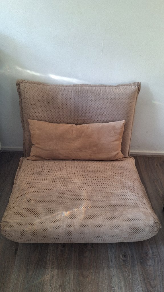 Beige bedbank - 6 standen, Huis en Inrichting, Ophalen, Gebruikt, 90 cm, Eenpersoons