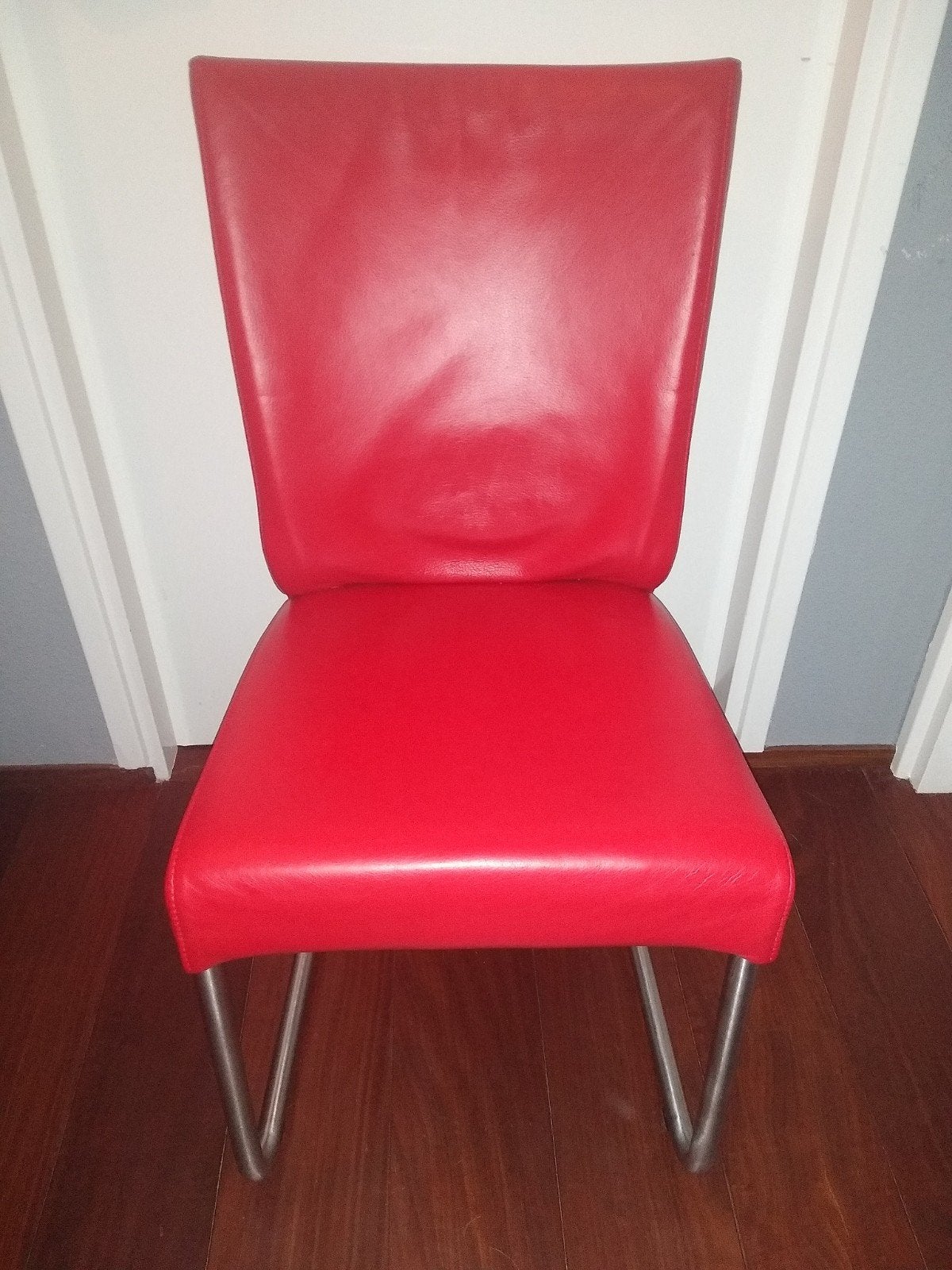 1 stoel van rood leer HVS, Gebruikt, Leer, Ophalen of Verzenden, Eén