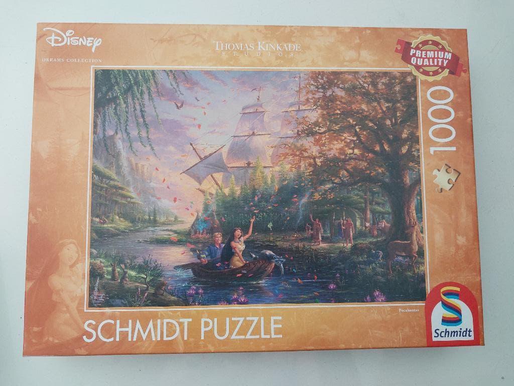 Schmidt puzzel Pocahontas Thomas Kinkade 1000 compleet zgan, Ophalen of Verzenden, 500 t/m 1500 stukjes, Zo goed als nieuw, Legpuzzel