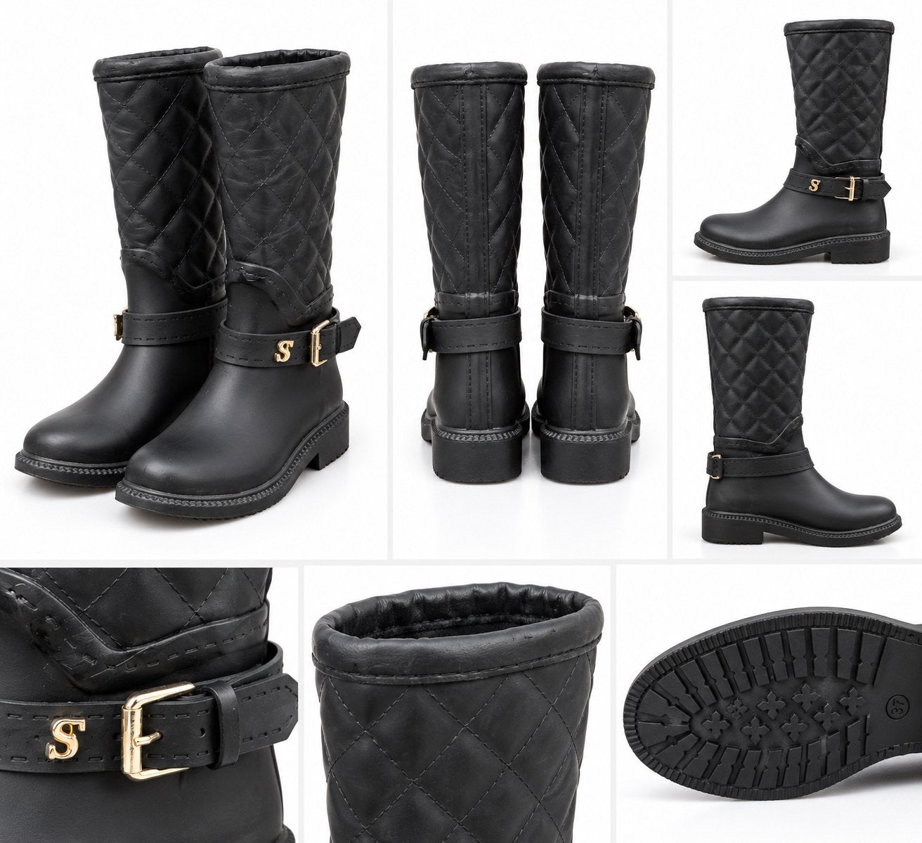 Stoere zwarte kinderlaarsjes met goudkleurige details, Ophalen of Verzenden, Gebruikt, Meisje, Laarzen