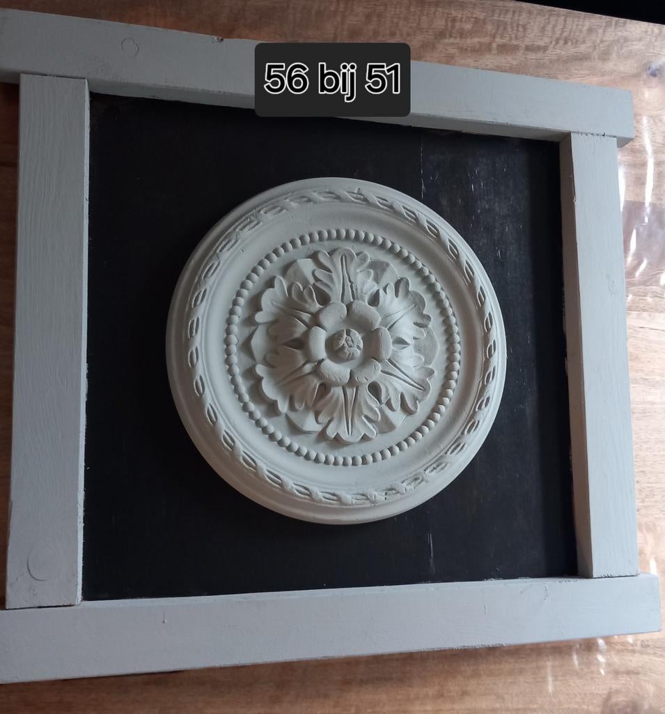 Decoratie bord met sierlijke rozet - 56x51 cm, Ophalen of Verzenden, Gebruikt