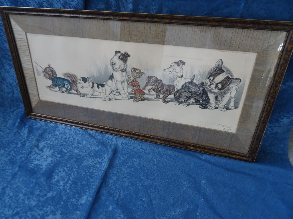 Boris o'Klein ets Diry dogs of Paris 1931 originele ets, Antiek en Kunst, 73 cm, Ets, 35 cm, Ophalen of Verzenden