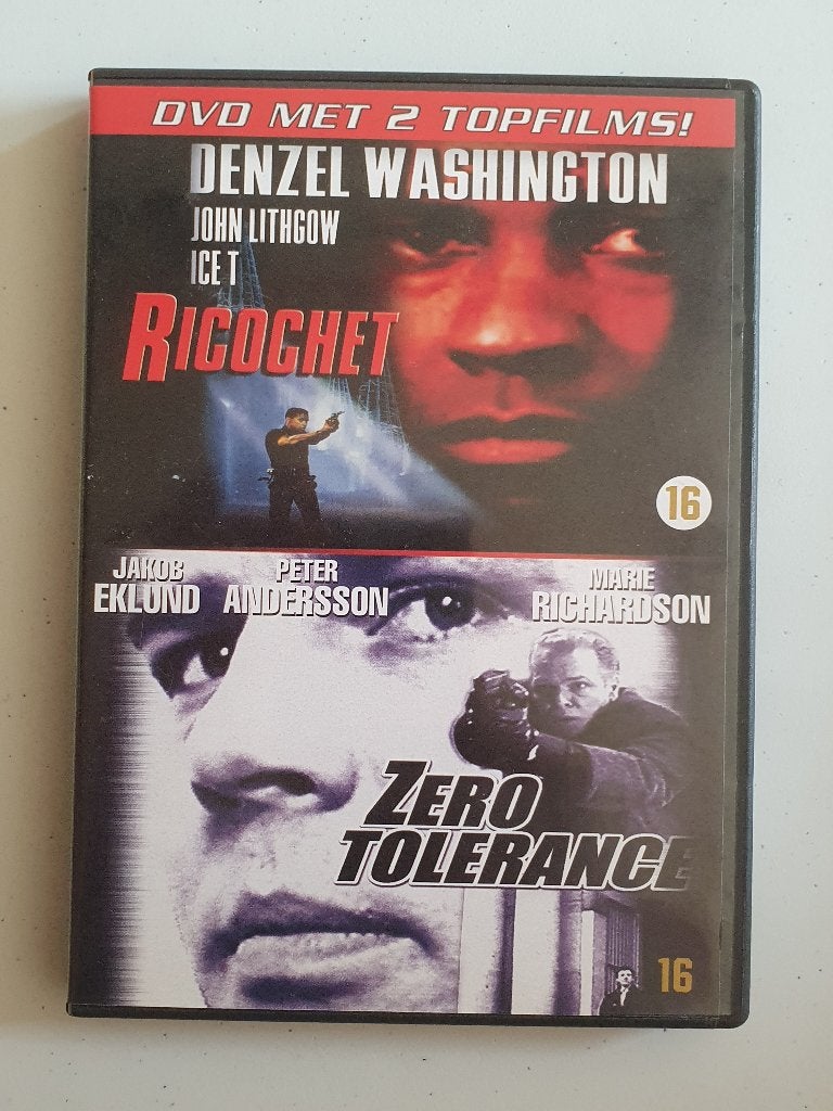 DVD-bundel Ricochet en Zero Tolerance, Alle leeftijden, Ophalen of Verzenden, Gebruikt, Actie